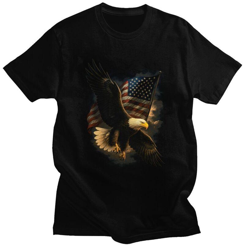 American Bald Eagle Patriotic 4th Of July T Shirt Unisex Women Short Sleeve Tshirt Graphic Tee Pure Cotton Slim Fit Clothing