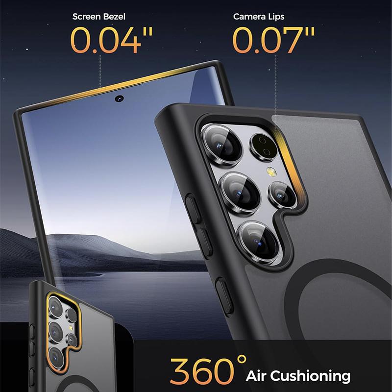 Magnetische Handy-Halterung Handyhülle mit Metall-Ständer für Samsung Galaxy S24 S23 Ultra Plus S22 Hüllen Durchsichtige Rückseite