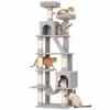 Scratching Post 204 Cm Cat Tree with Caves Ladder Multi-Level Cat Scratching Tree for 1–3 Cats Up To 6 Kg Each Light Grey