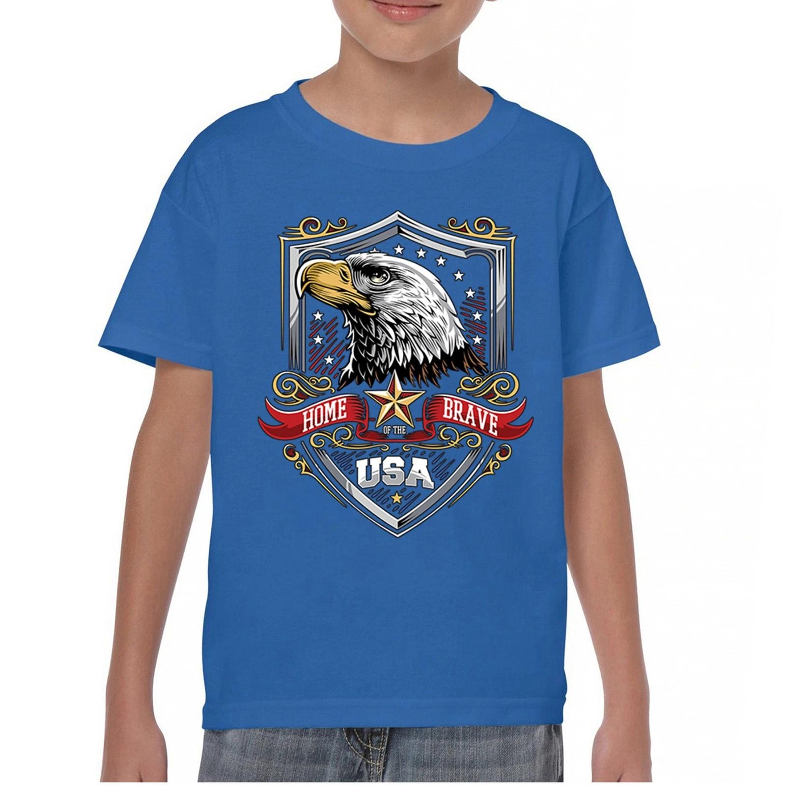 American Eagle Shield Youth kids boys T-Shirt Veteran s Day Patriotic USA Army Kids 120