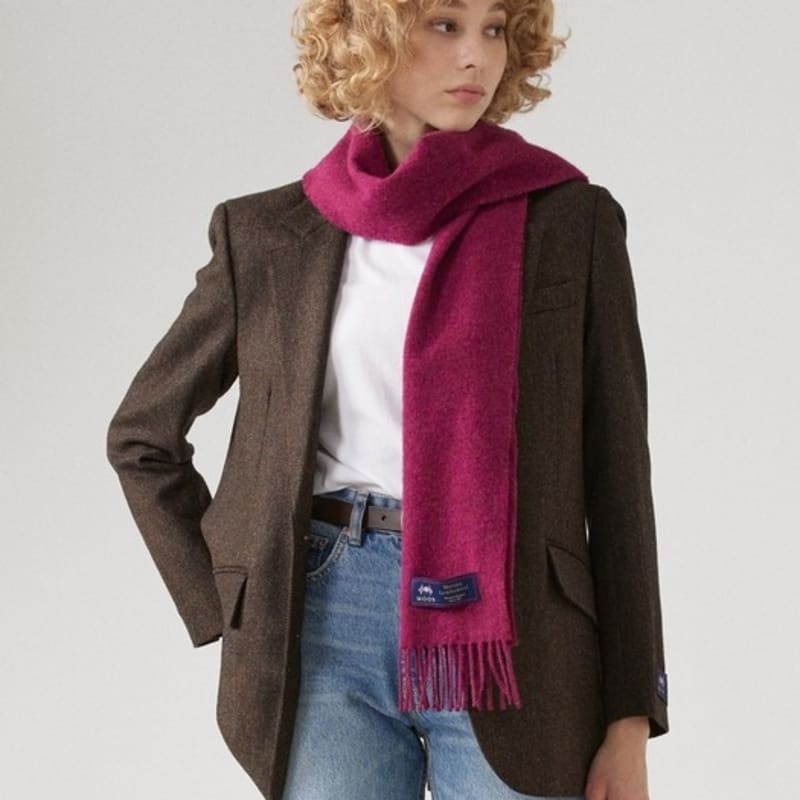 ABRAHAM MOON Merino Wool Muffler 25cm - Bright Pink