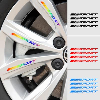 Moda 4 parça Araba Çıkartmaları Tekerlekler Jantlar Spor Yarış DIY Çizgiler Dekoratif Çıkartmalar Amblem Araba Stili Araba SUV Kamyonet Aksesuarları