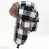 Russian Pilot Caps Trapper Fur Plaid Ear Muff Hats Korean Beanies Hats Men Hats Earflap Caps
