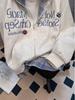 Unisex American Trendy Letter Embroidered Patchwork Hoodie Jacket for Autumn/Winter