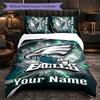 Philadelphia Eagles Individuelles Namens-Text-Bettwäscheset, 1 Bettbezug & 2 Kissenbezüge Personalisiertes Schlafzimmergeschenk