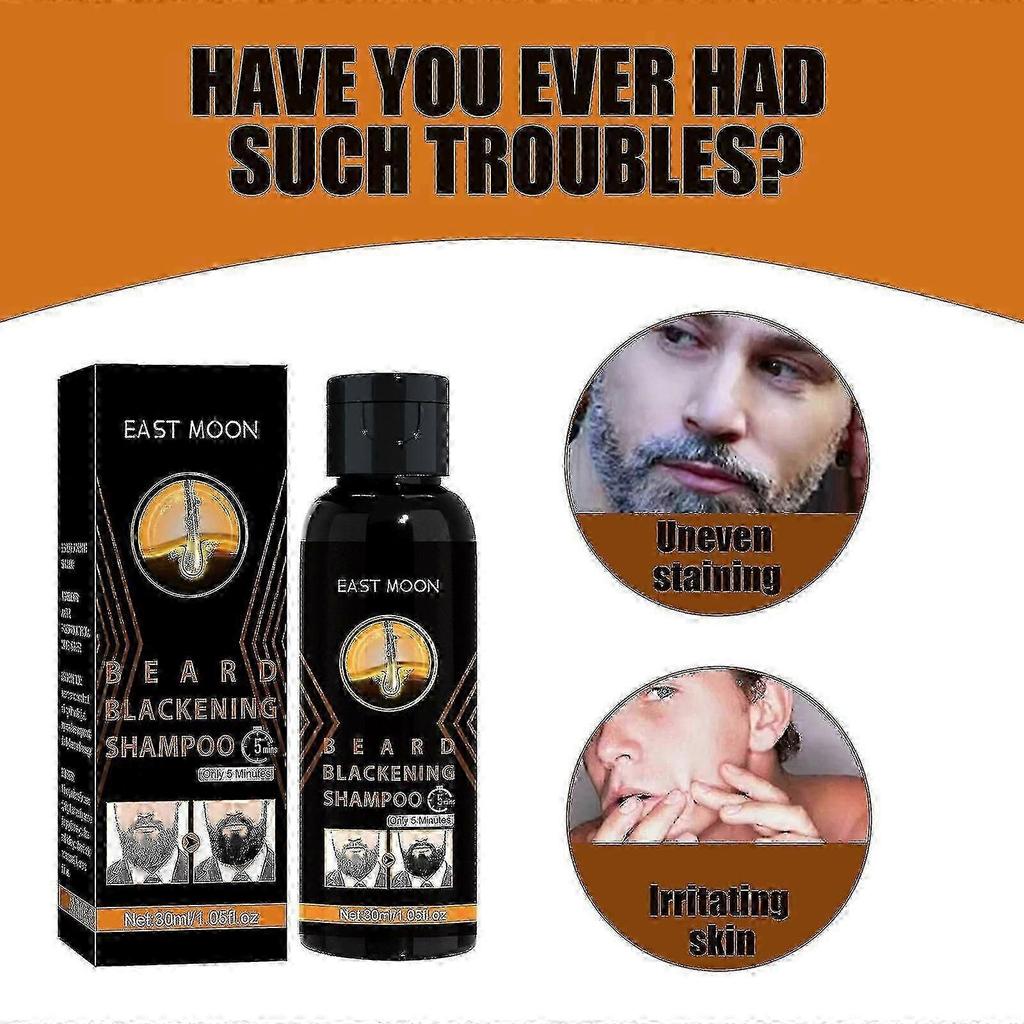 Men's Permanent Beard Dye Shampoo - 30ml Formula for Grey Coverage & Styling