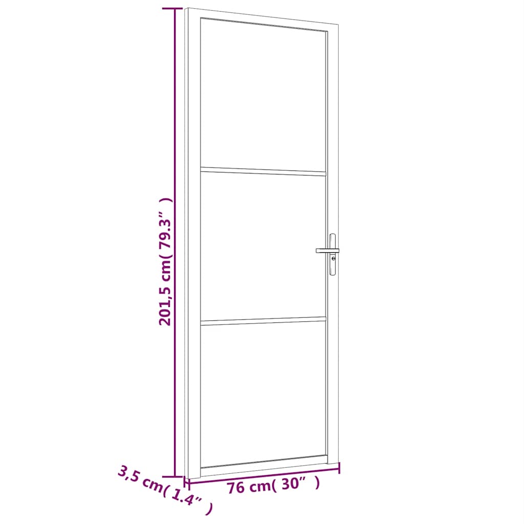 Vidaxl Drzwi Wewnętrzne, 76X201,5 Cm, Białe, Szkło Esg I Aluminium