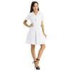 Solid Color Lab Coat Uniform Dress for Women Adults S-XXL - Short Sleeve with Lapel Collar and Button Front Hospital Scrub