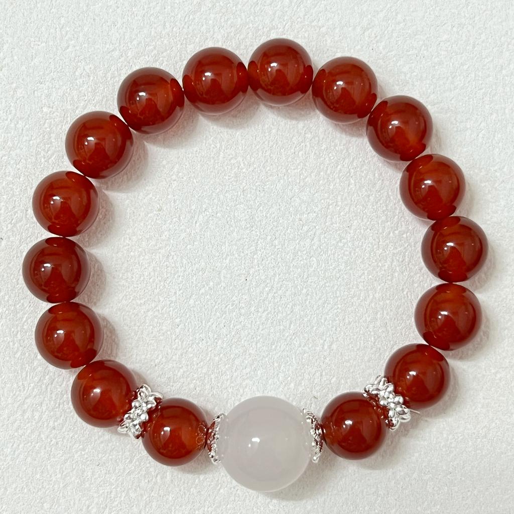 Natural Stone Beaded Bracelets for Women Handmade 10mm Round Beads Agate Bracelet Semi-Precious Gemstone Elastic Bangle DIY Jewelry Gifts