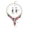GemChic Women's New Exquisite Alloy Branch Flowers Crystal Rhinestone Collarbone Necklace Earrings Two Piece Set Birthday Christmas Jewelry Gift