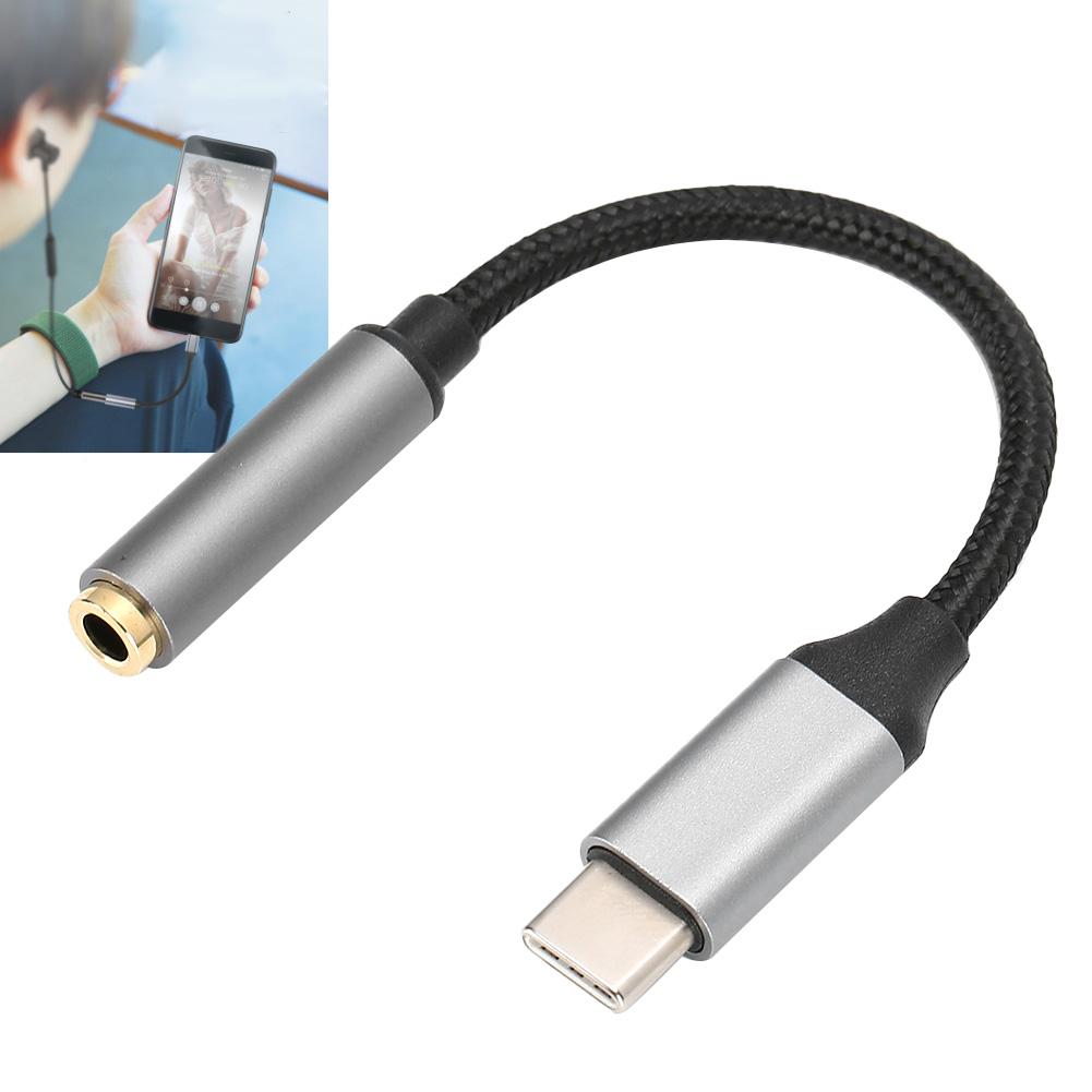 D0101 USBC Typ C Adaptérový port na 3,5MM Aux Audio Jack Kabel pro sluchátka USB(Šedá )