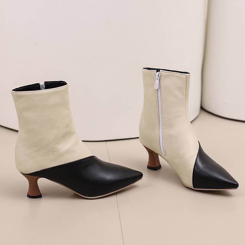 Krazing Pot Sapatos de poliuretano outono inverno 47 tamanho 48 tamanho 49 tamanho 50 botas sensuais bico quadrado cor mista manter aquecido botas de tornozelo