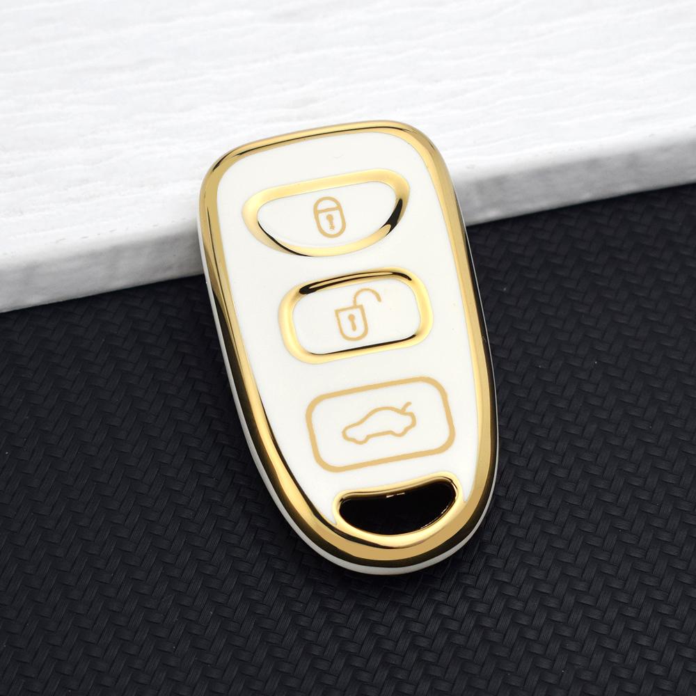 TPU Car Key Fob Cover Shell for Hyundai Kia Tucson Sonata Santa FE Carens 2007-2011 Anti-scratch Remote Key Protector Key Chain
