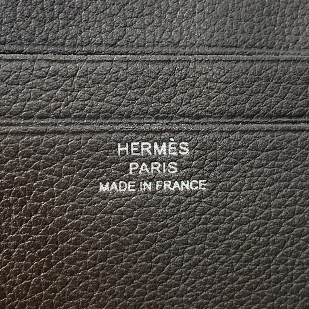 Used HERMESCard Case Black Leather Women