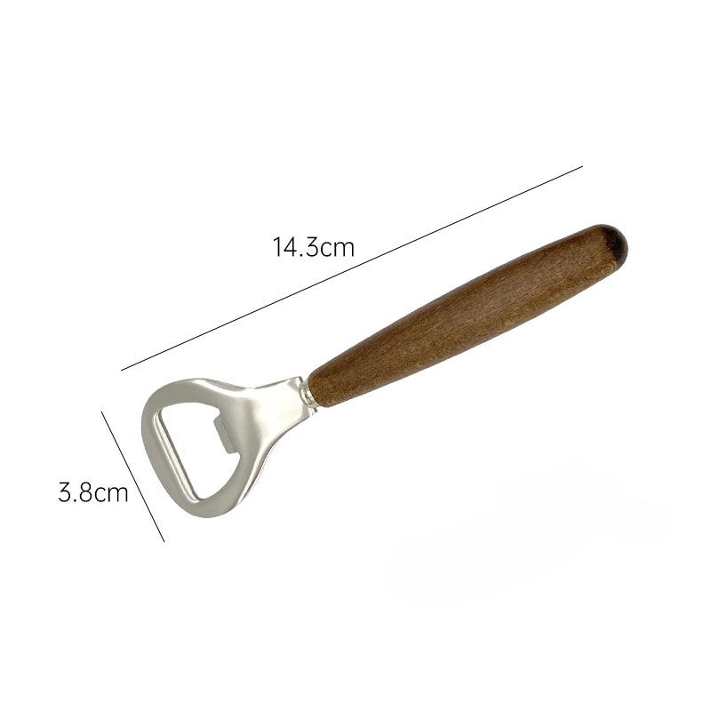 1 Pcs Stainless Steel Bottle Opener with Beech Wood Handle, Kitchen Tools Gadgets