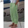 BITCED Fashion Popular Floral Print Harem Pants with Flower Pockets Mid Waist Trousers Streetwear