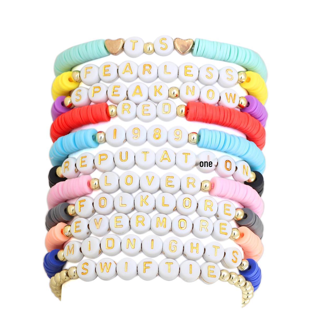 Taylor Swift Fan Polymer Clay Bracelet - Colorful European and American Jewelry