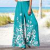 Women's 9-pant Casual Loose High Waist Cotton Linen Wide Leg Long Pants With Pockets