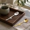 Glossy Metal Cutlery Tulip Shaped Stainless Steel Spoon, Long Handle Coffee Ice Cream 304 Spoon Dessert Serving with Hanging Hook, Kitchen Flatware