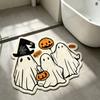 Halloween Boo Ghost Pumpkin Witch Hat Shaped Rug Soft Non Slip Bathroom Floor Mat Holiday Home Decor
