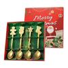 4Pcs Christmas Trees Santa Tea Spoon Gingerbreads Man Dessert Drink Mixing Spoon