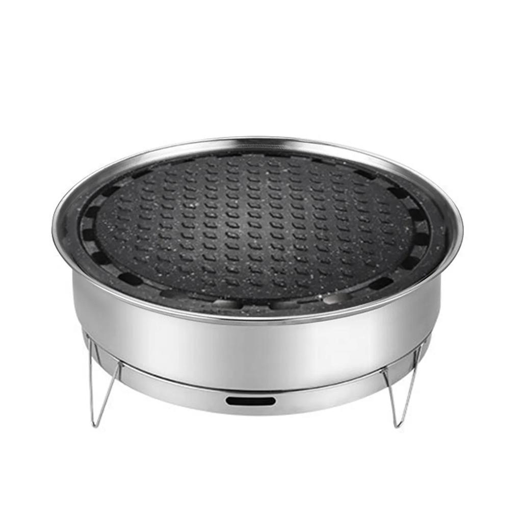 Stainless Steel Korean-Style Charcoal Grilling Oven Outdoor Home Kitchen Outdoor Garden Camping Rotisserie Oven Carbon Grill Pan