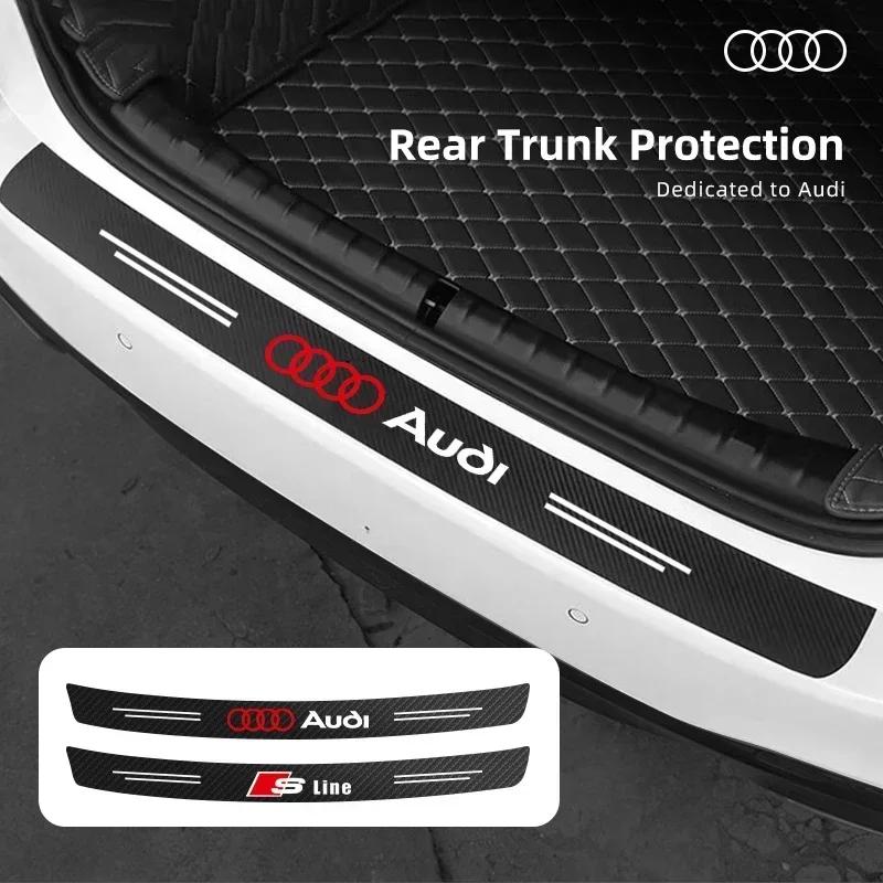 Car Tail trunk Rear Bumper Protector Carbon fiber Sticker For q2 Sline TT A1 A2 A3 A4 A5 A6 A7 A8 8P B6 B7 Q3 Q5 Q7 Car Goods