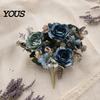 Soft Pastel Flowers Artificial Rose Bouquet for Wedding Bridal, Fake Photography Props Home Decoration And Props, Realistic Art Craft