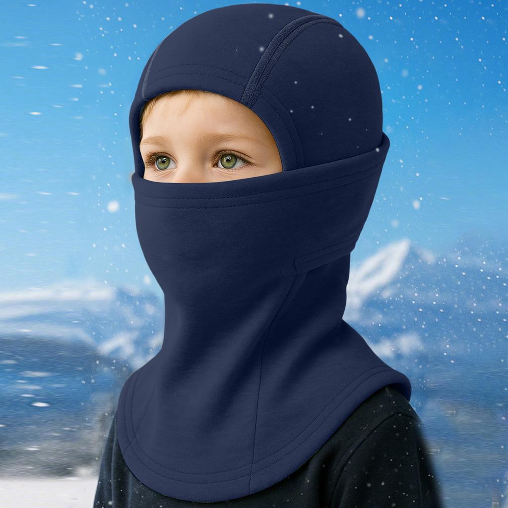 Winter Kid Balaclava Windproof Thermal Thickened Plush Cycling Pullover Cap Breathable Neck Protection Cold-proof Ski Face Cover