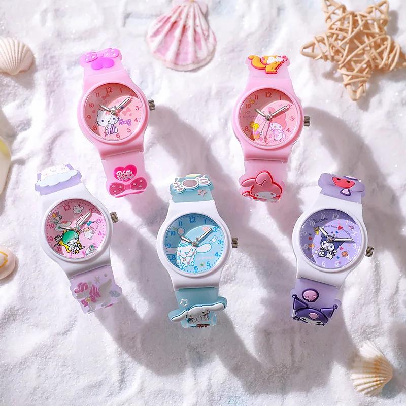 New Kt Cat Watch Kawaii Cartoon Cinnamoroll Hello Kitty Melody Kuromi Quartz Watches Cute Anime Birthday Gifts For Kids