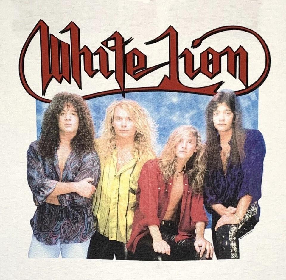 

1989 White Lion Big Game US Shirt White Classic Unisex S-5XL UU086 3XL