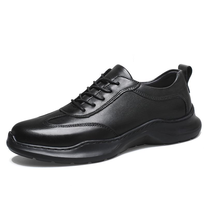 Men s Genuine Leather Low-Top Business Casual Shoes - Black, Soft Sole, Lightweight, Comfortable 45