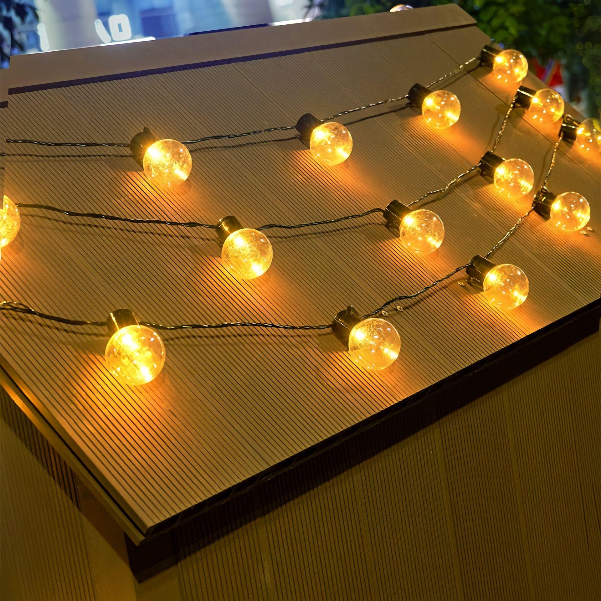 

Waterproof Solar String Lights: Large Round for Outdoor Camping, Canopy, Tent, and Stall Decoration 5m 20 lights [Battery]