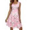 Light Luxury Casual Dress, Sleeveless U-Neck, High-Quality Polyester Fiber, 3D Stereo Print.