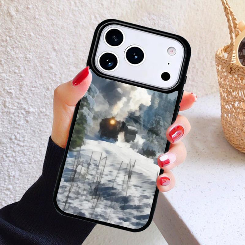 Train Snow Locomotive Railway Phone Case For iPhone 17 Air 16 15 14 13 12 11 Pro Max Plus