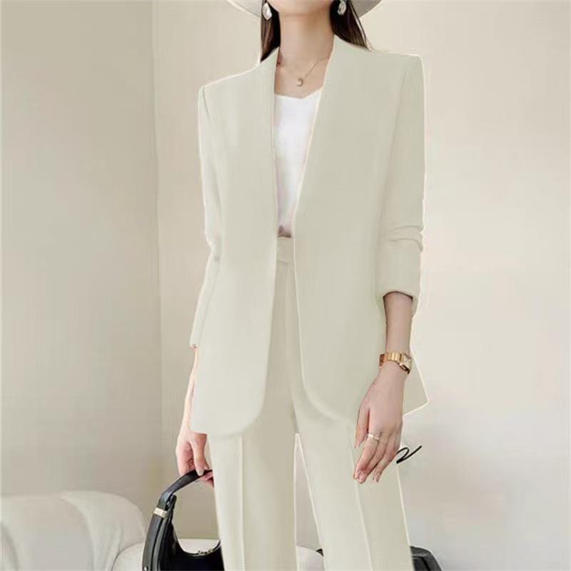 Spring Autumn Elegant Fashion Solid Color Suit Women Long Sleeve Simple Cardigan Coat Female Blazer Top