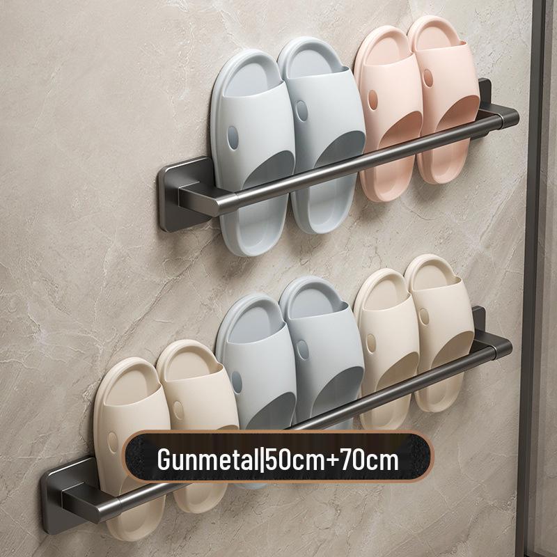 Punch-Free Wall-Mounted Bathroom Slipper Rack and Draining Storage Hanger