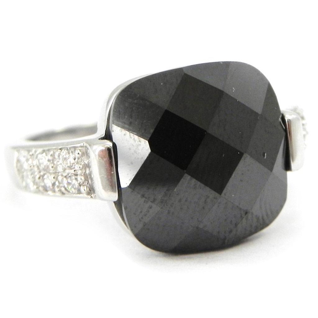 Silverring 'Romy' Svart Vit