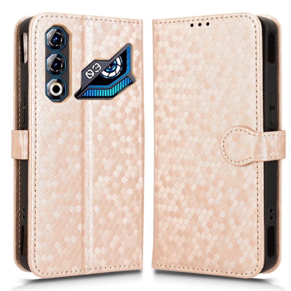 For ZTE nubia Neo 3 GT 5G Wallet Case Dot Pattern Imprint PU Leather Phone Cover with Wrist Strap