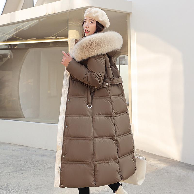 Winter New Women's Clothing Thickened Long Hooded Padded Jacket