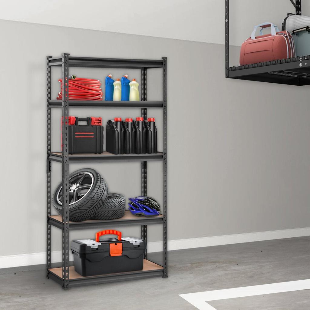 Storage Shelving Unit, 5-Tier Adjustable, 2000 Lbs Capacity, Heavy Duty Garage Shelves Metal Organizer Utility Rack, Black, 30" L X 12" W X 60" H for