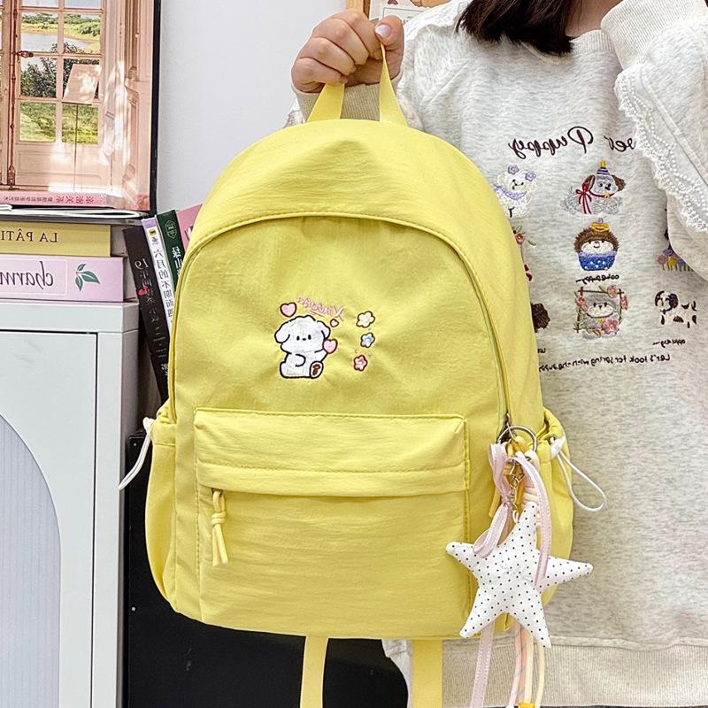 Schoolbag, Simple and Lightweight, Primary and Middle School Backpack, Stylish Embroidered Backpack, Lightweight Large-capacity Backpack