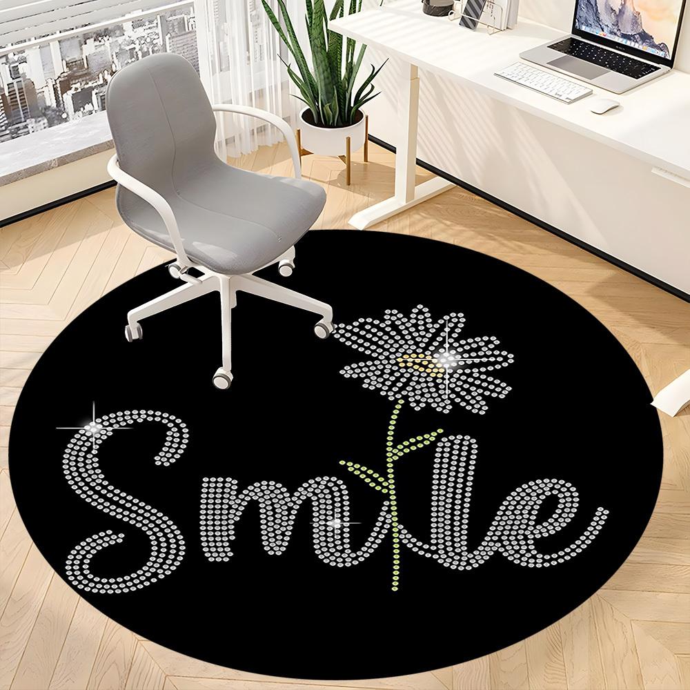 1pc Smile, FlowerChair Carpet for Office, Indoor Non-Slip Washable Polyester Fiber Carpet, Mat For Office, Machine Washable