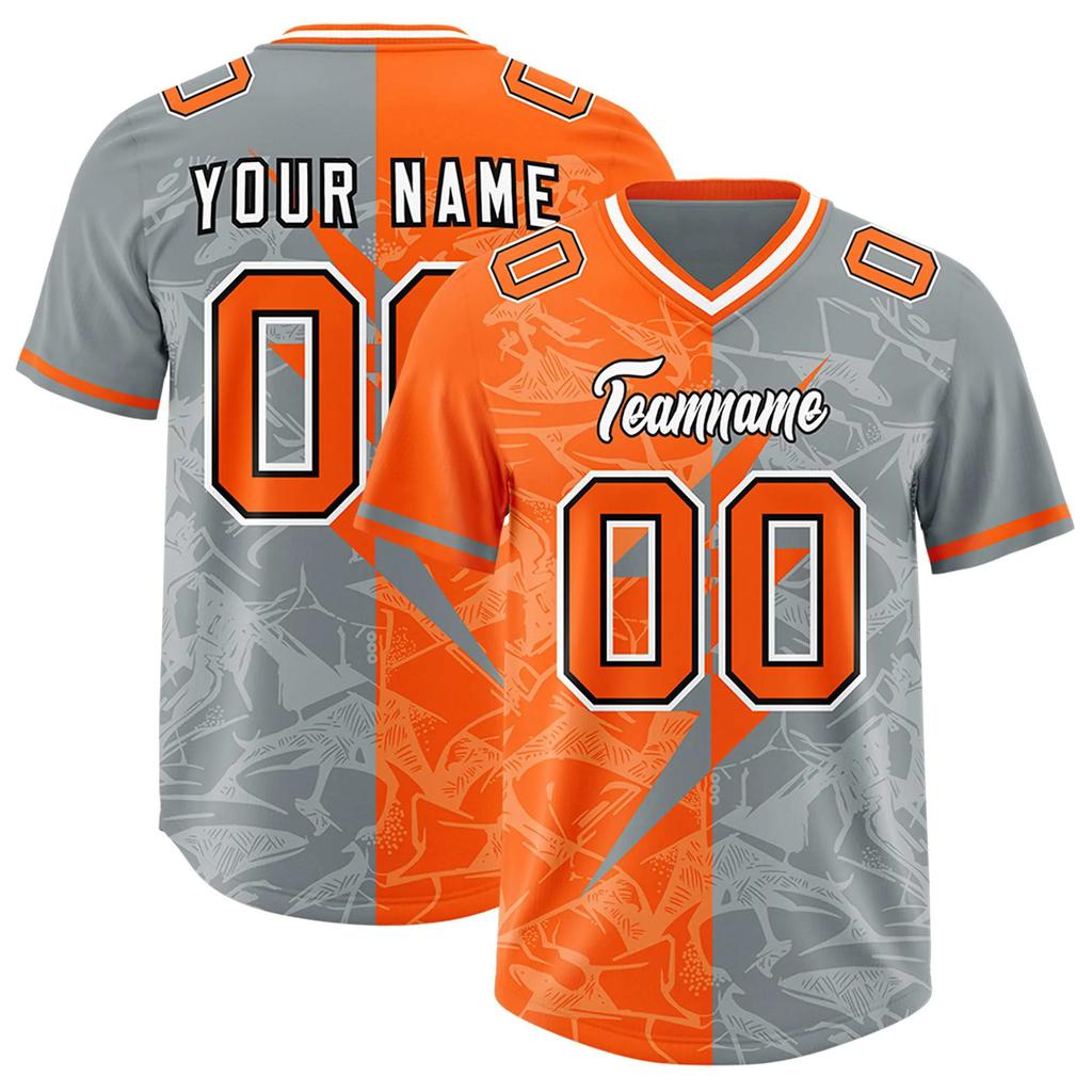 Custom Split Personalized Lightning Pattern Football Jersey Personlized Team name and you name, number V-Neck T-Shirts