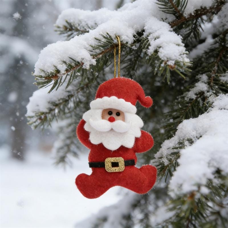 Christmas Character Ornament Soft Fabric with Filled Profile, Integrated Loop, and Placement Without Separate Tools