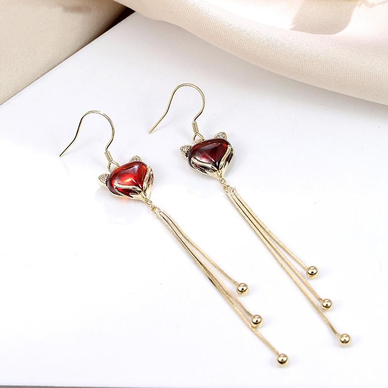 Náušnice Fox střapec Dámský temperament Jednoduché korejské dlouhé náušnice Náušnice Elegantní Elegantní Trend Dámské Módní Náušnice