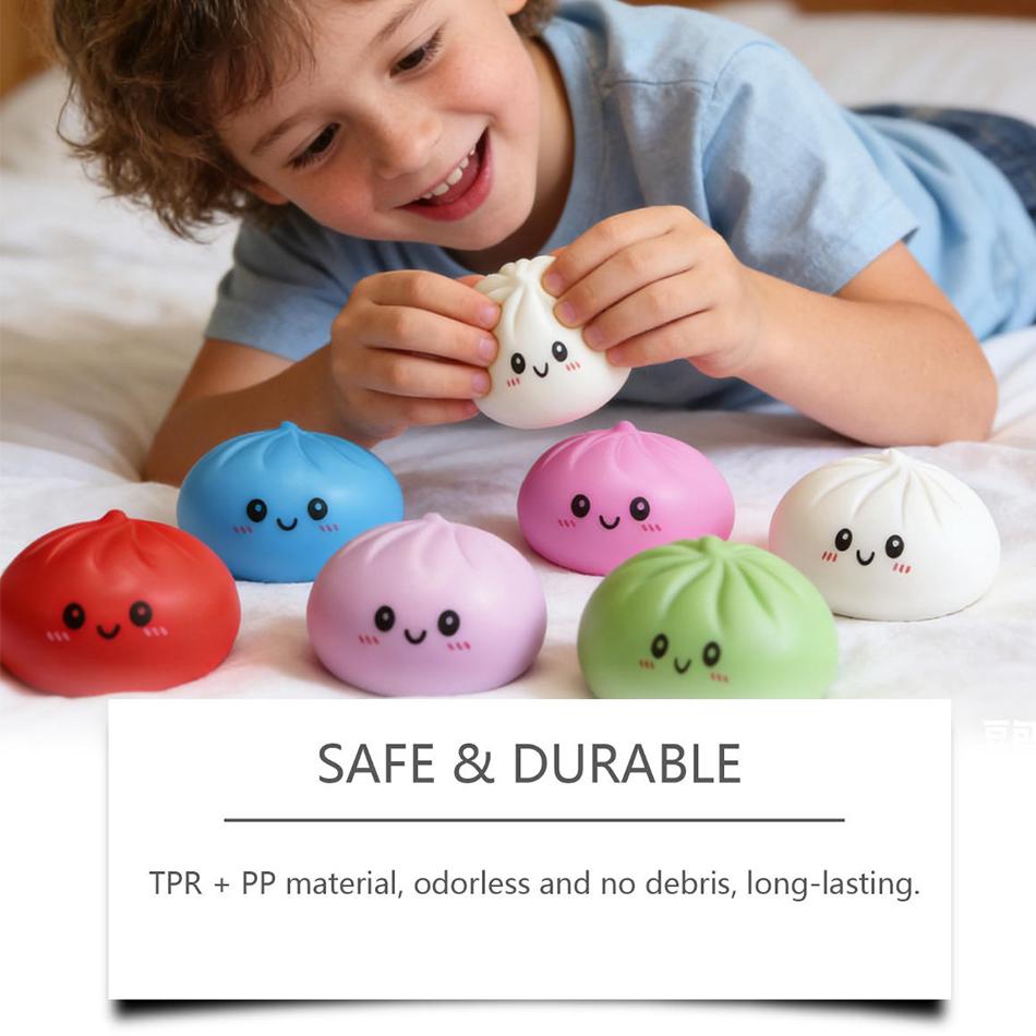 Relaxing  Antistress toys  Colorful Simulated Dumpling Sensory Toys Bun with Steamer Squeeze Dough Ball Gifts