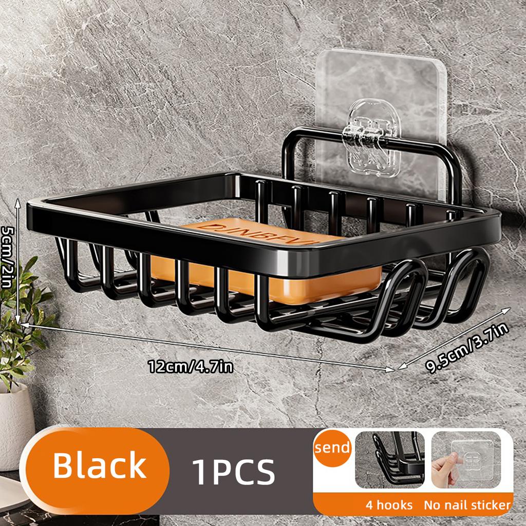 Metal Bathroom Soap Storage Rack Draining Basket for Kitchen Sponge Wall Mounted Soap Dish Holder Shelf with Hook Soap Box