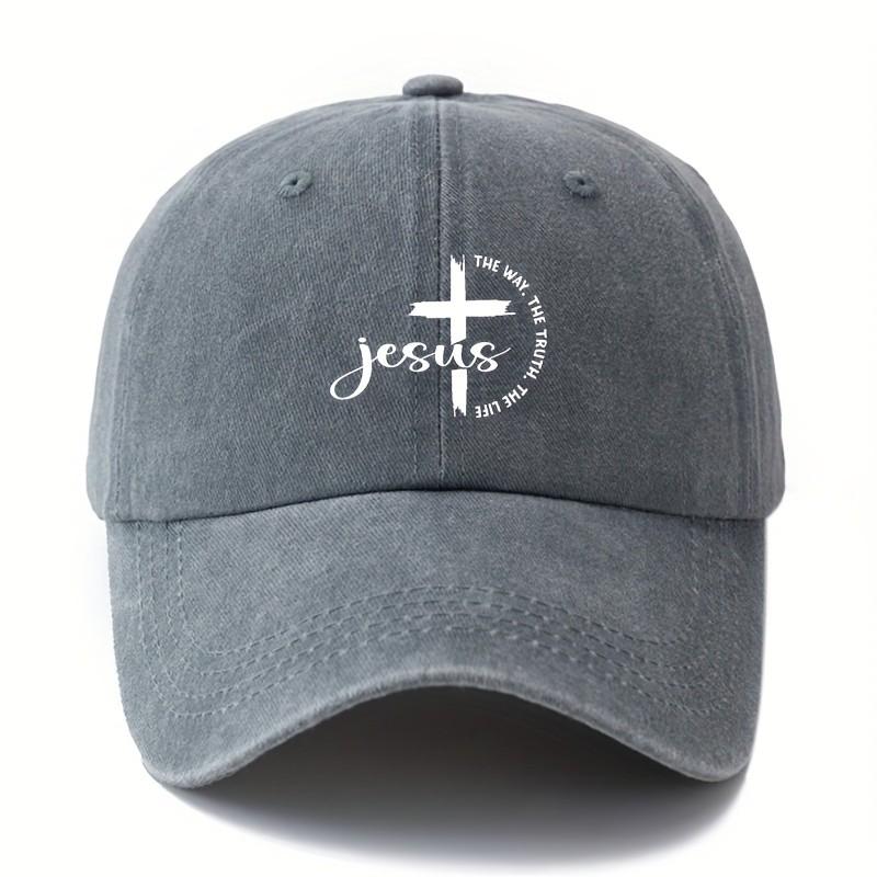 Jesus Kreuz Baseballkappe Gewaschene Baumwolle Verstellbar Schirmmütze für Unisex Outdoor