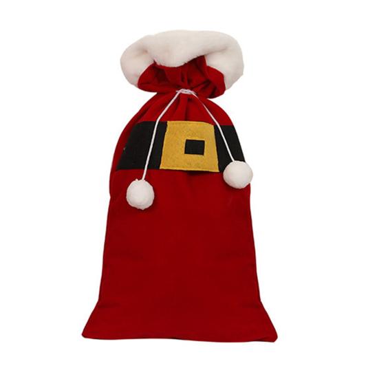 Christmas Candy Bag Xmas Treat Bag Fabric Snack Wrapping Bag Red Flocked Party Favor Bag for Holiday Decor Gift Wrapping